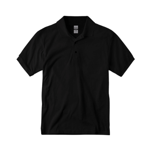 Black golf polo shirt front view