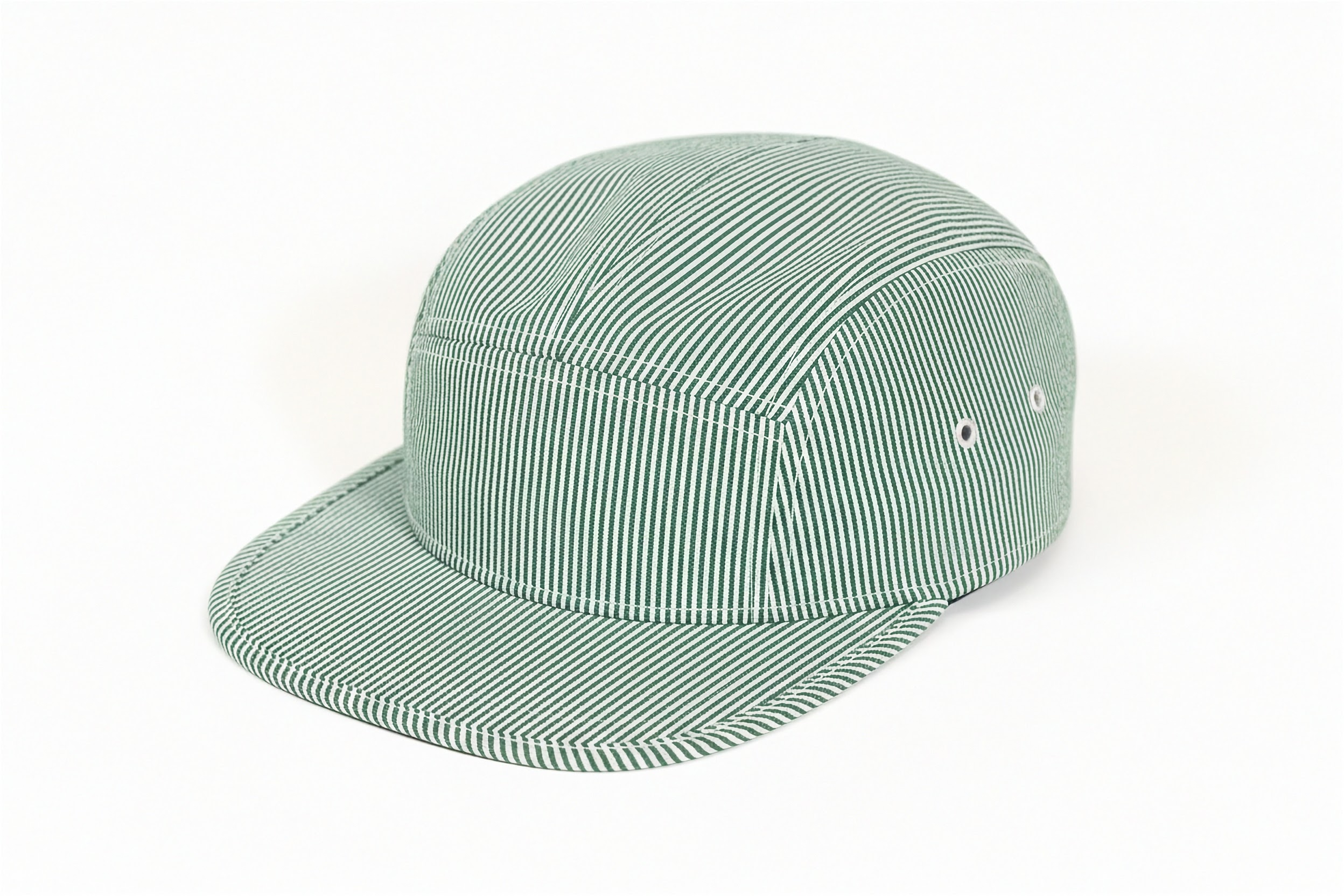 5 Panel Green Striped Cap