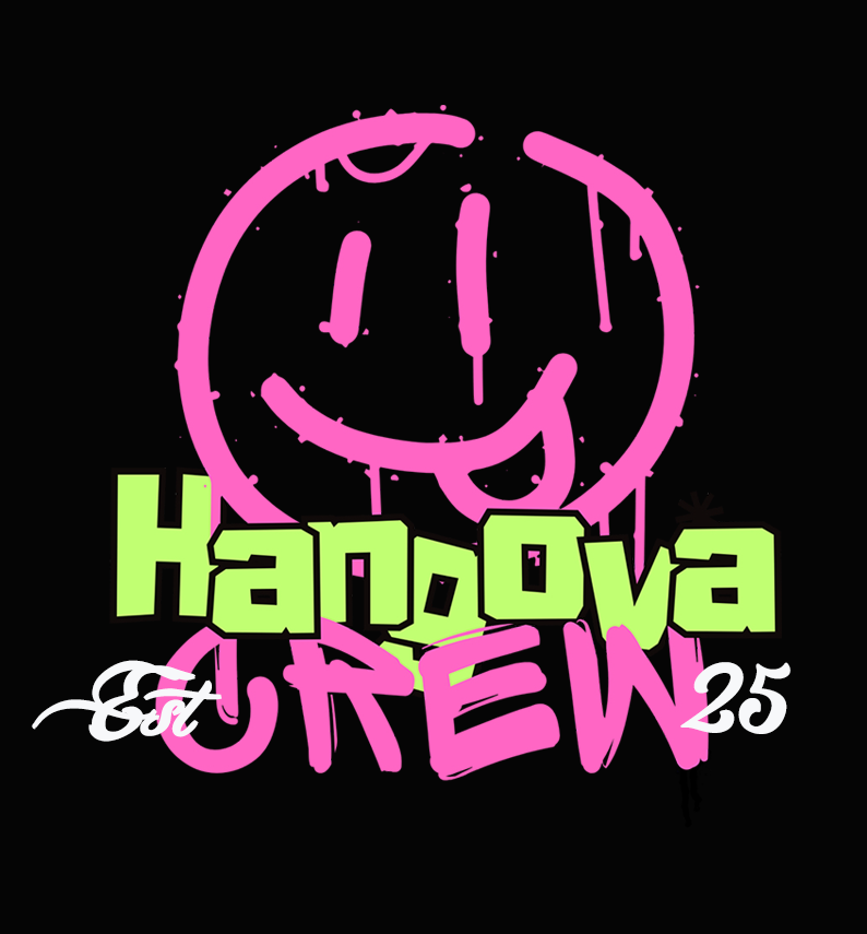 Hangova Crew Smiley Graffiti DTF sticker design