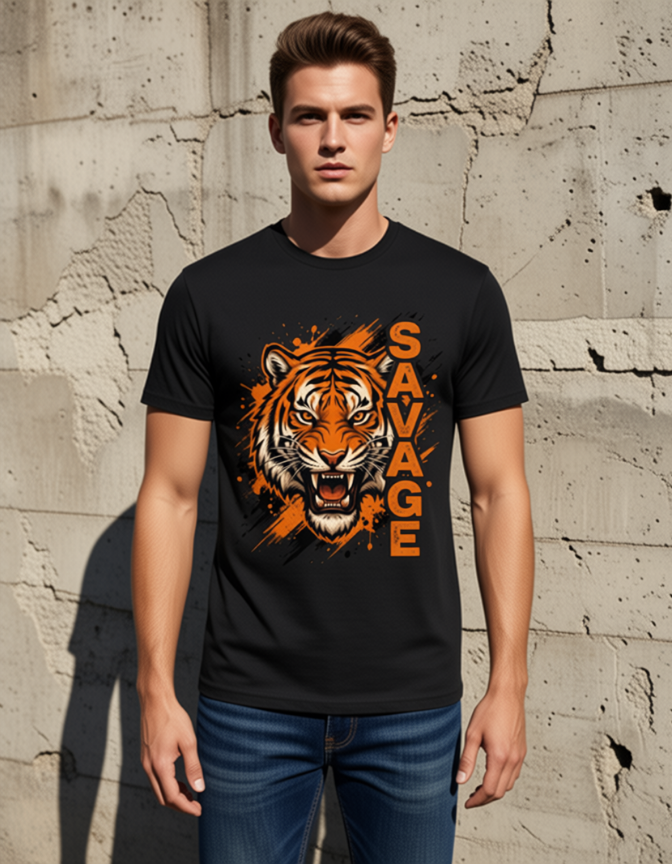 SAVAGE Roaring Tiger Print Tee - Unisex Streetwear