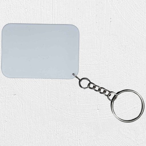 Polymer White Rectangle Keyring