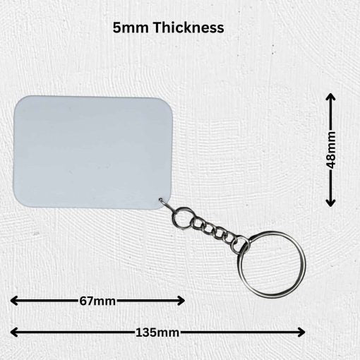 Polymer White Rectangle Keyring