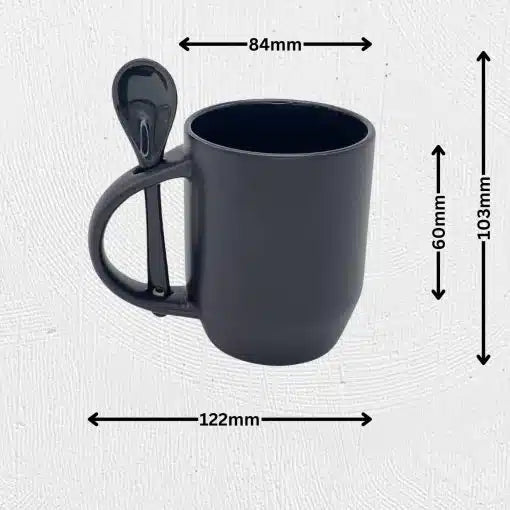 Customized Black  Round Coffee Mug with Spoon