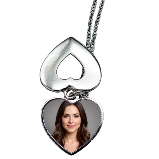 Heart Necklace Silver zink-alloy - custom Printed