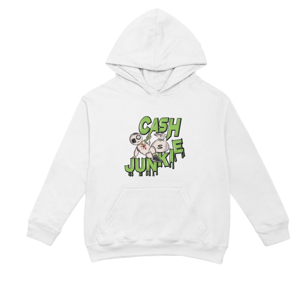 Cash Junkie White Hoodie - Premium 3-Layer Cotton Comfort
