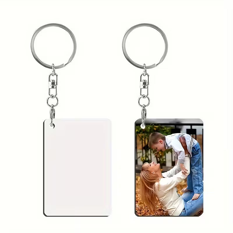 Polymer White Rectangle Keyring