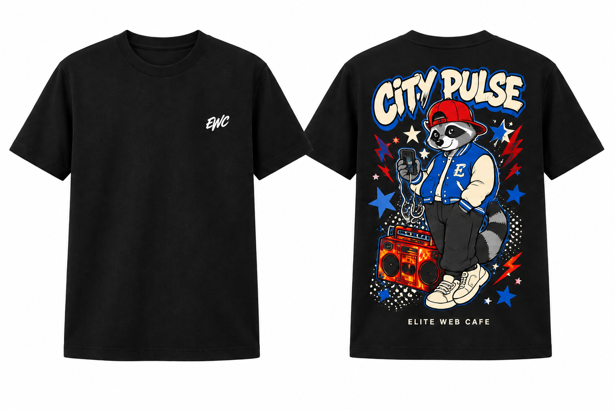 Black City Pulse T-shirt, separate front and back mockup
