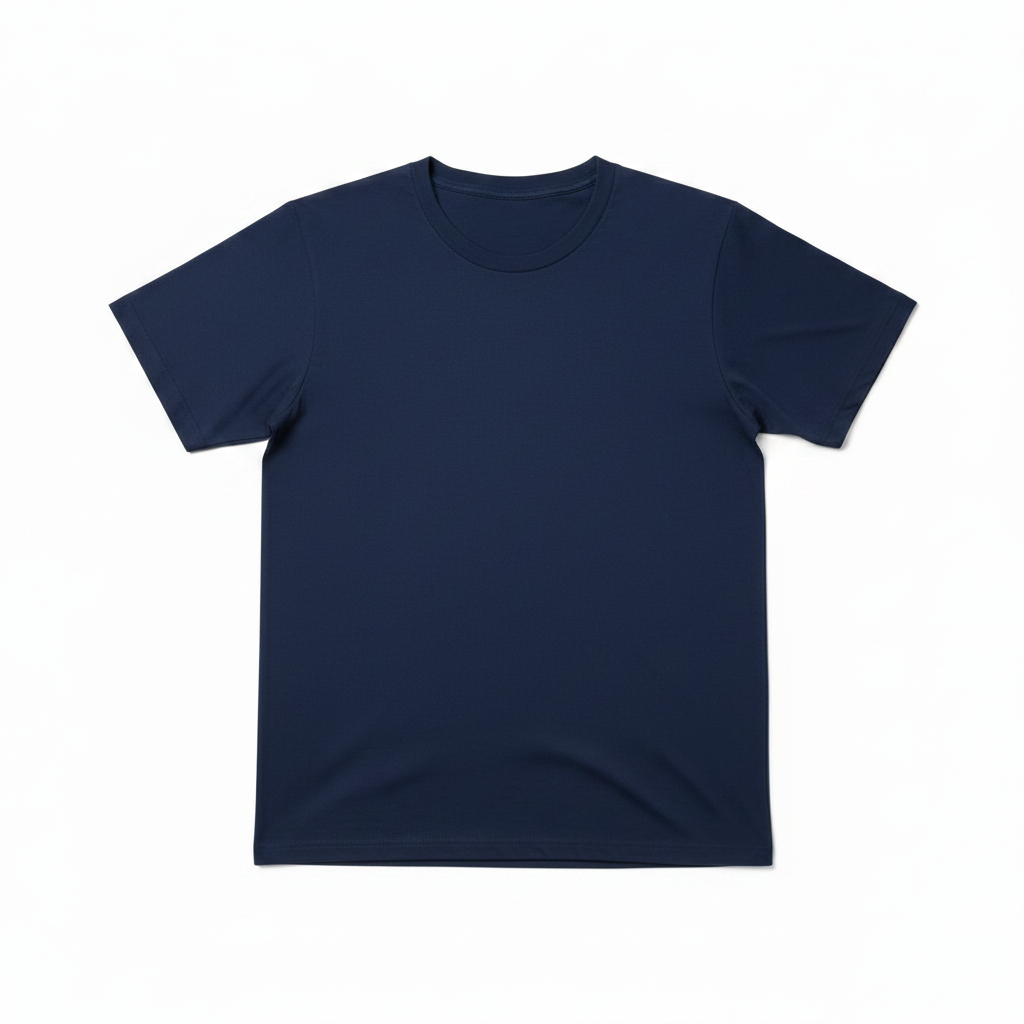 Atta 220gsm 100% combed cotton t-shirt in navy blue, regular fit, full view