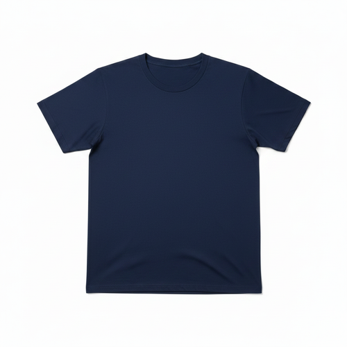 Atta 220gsm 100% combed cotton t-shirt in navy blue, regular fit, full view