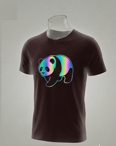 Rainbow Reflective Walking Panda Black T-Shirt