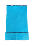 Slouchy Beanie Open Top in aqua turquoise blue with navy overlock stitching