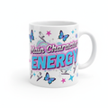 White Y2K retro-futuristic ceramic mug with Main Character Energy design