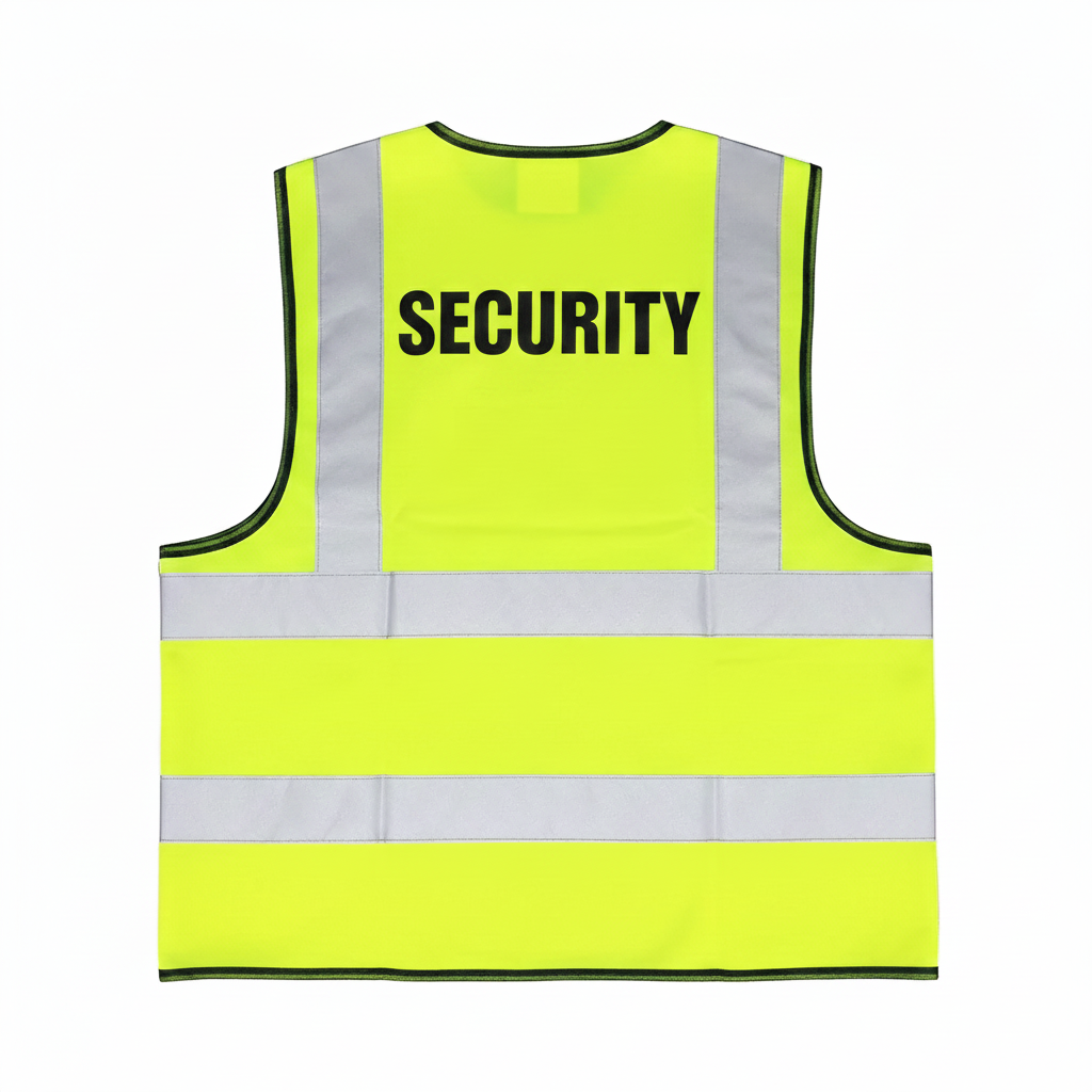 Security Reflective Vest - Back View with Black Branding