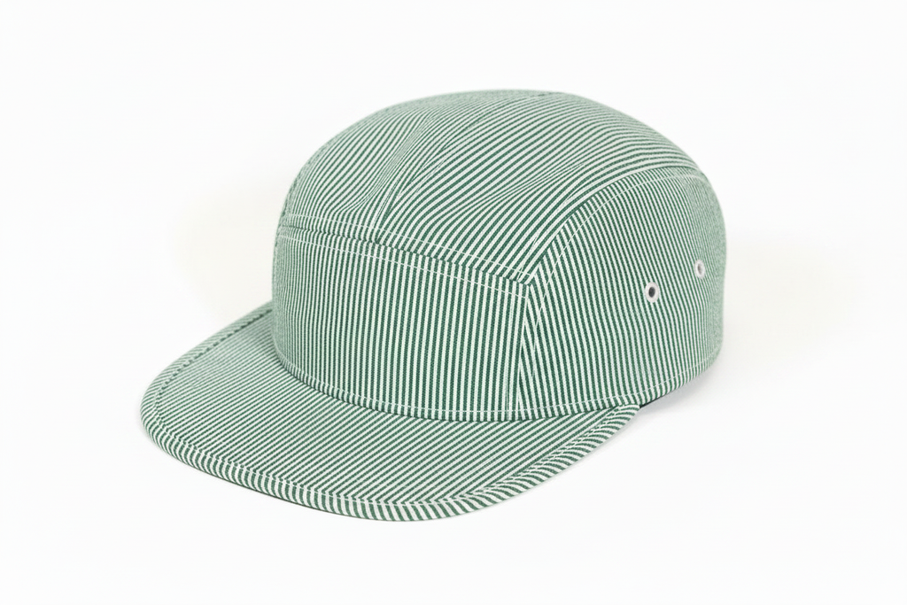 5 Panel Green Striped Cap