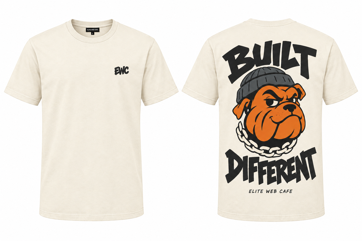 Cream White Built Different regular-fit T-shirt front and back