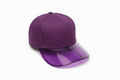 Purple baseball cap with transparent purple-tinted brim on white background