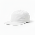 5 panel white nylon cap on white background