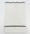 Slouchy Beanie Open Top in white with black overlock stitching