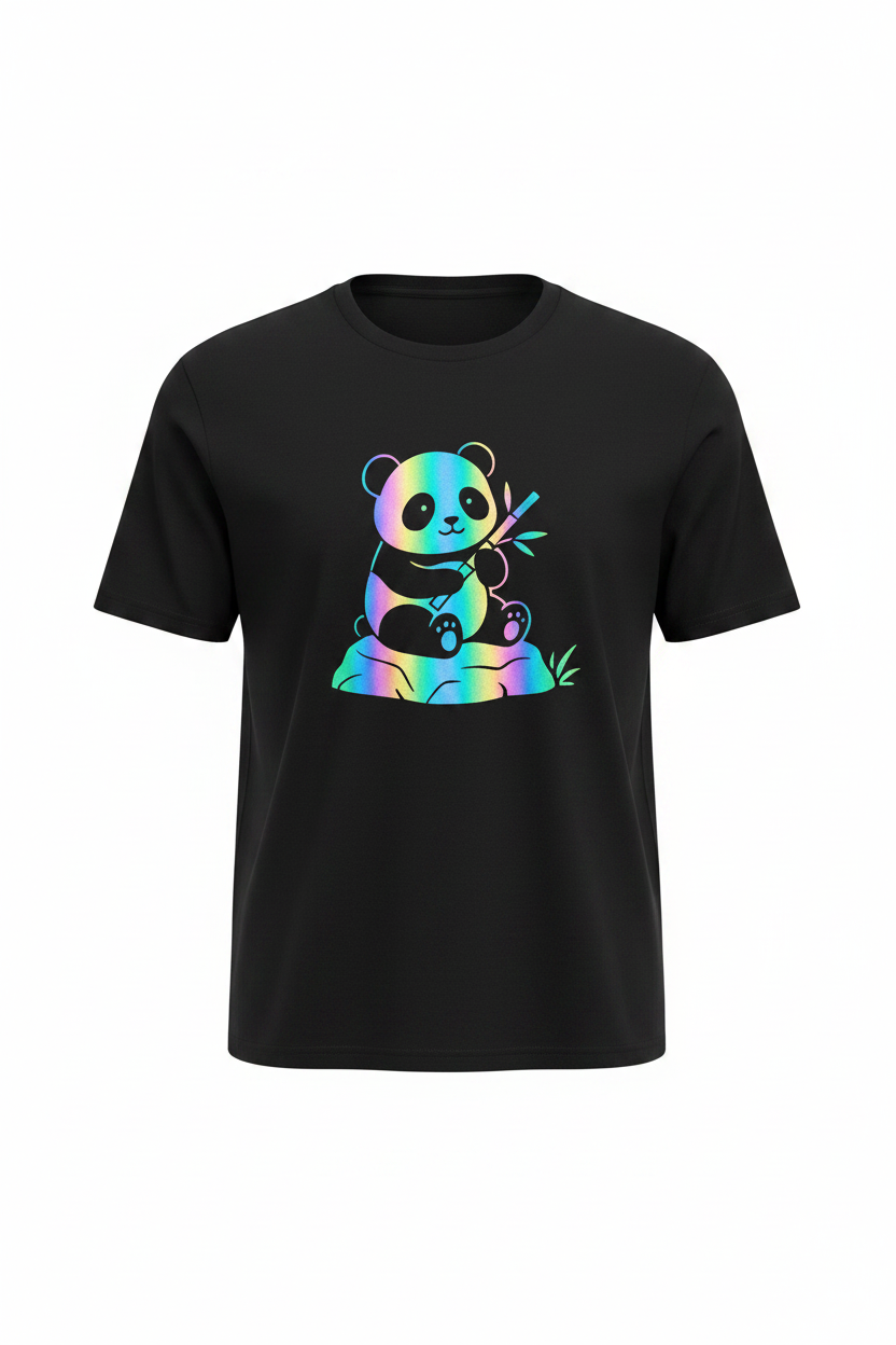 Black panda tee ghost mannequin white background