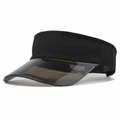 Black flat-top visor cap with clear dark tinted PVC brim