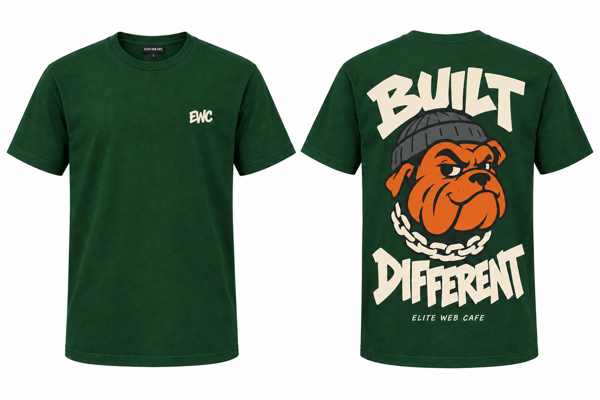 Green Built Different regular-fit T-shirt front and back