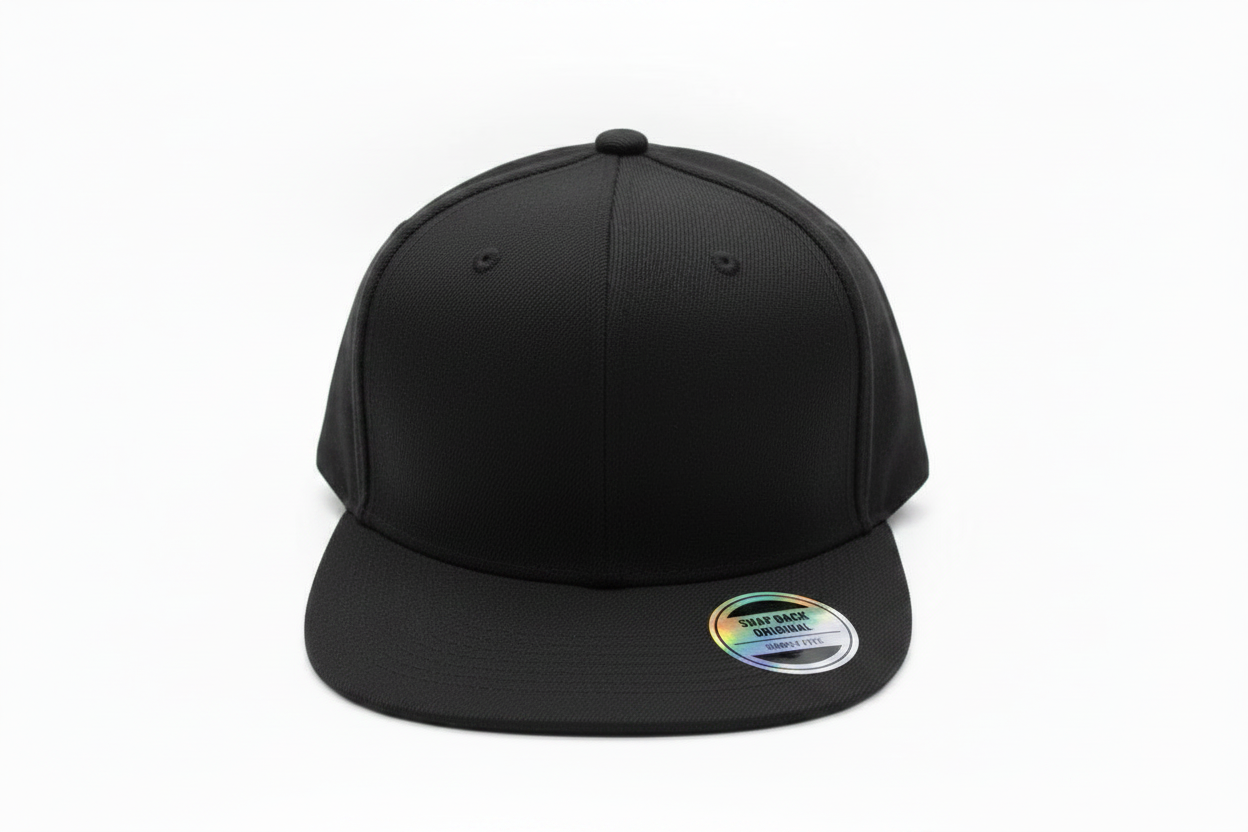 Black Snapback Original Flat Brim Cap