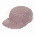 5 panel maroon striped cap on white background