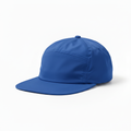 5 panel royal blue nylon cap on white background