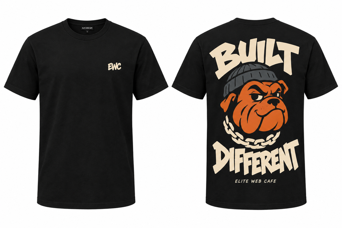 Black Built Different regular-fit T-shirt front and back