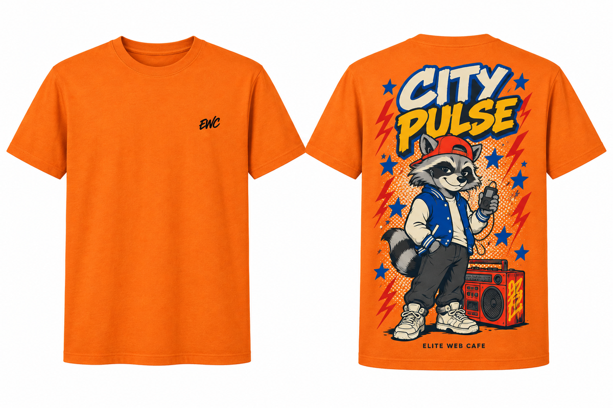 Orange City Pulse regular-fit T-shirt front and back