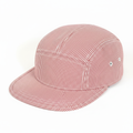 5 panel red striped cap on white background