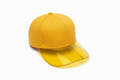 Yellow baseball cap with transparent yellow-tinted brim on white background