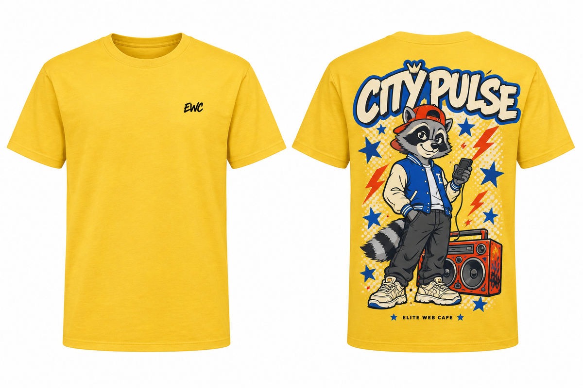 Yellow City Pulse regular-fit T-shirt front and back