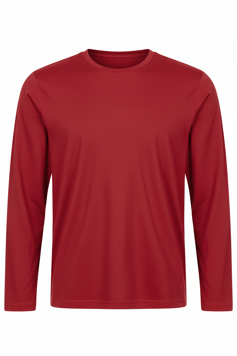 Red long sleeve t-shirt product shot