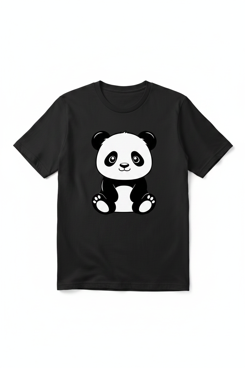 Black t-shirt with panda print mockup
