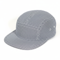 5 panel black striped cap on white background