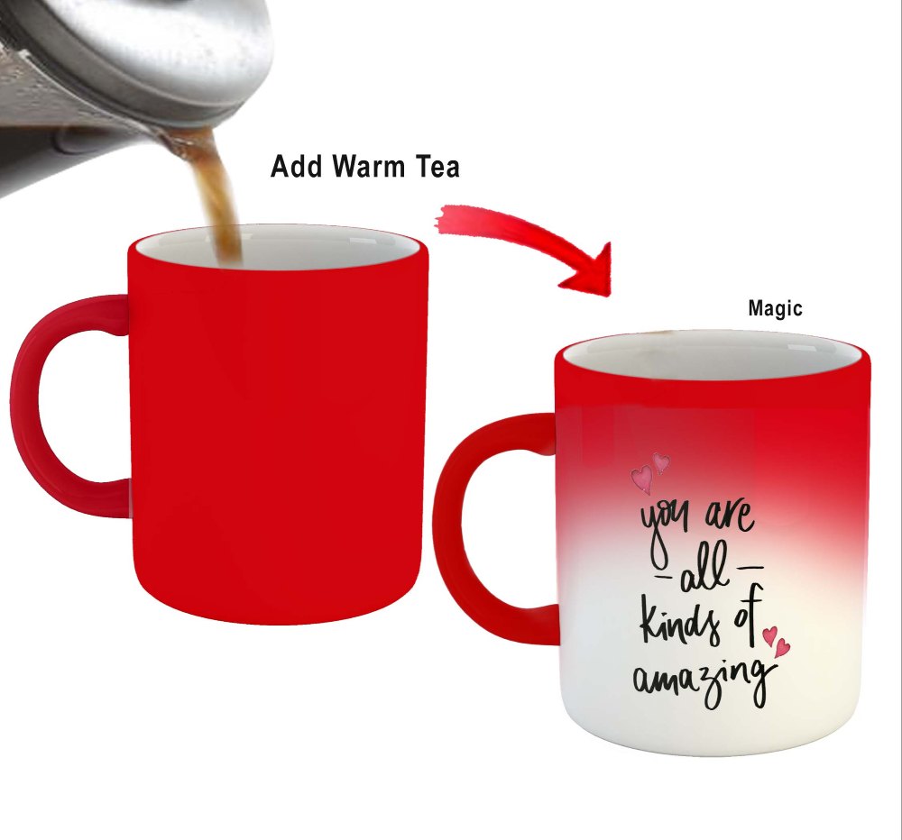 Red Colour Changing Magic Mug - Custom Printed
